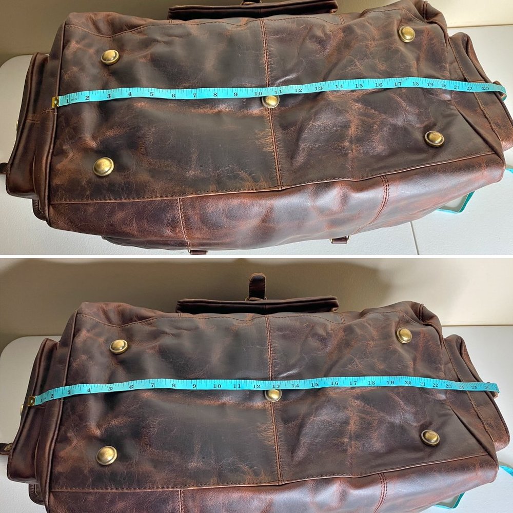 MaheTri Full Grain Buffalo Leather Travel Duffel Bag - Picture 13 of 16